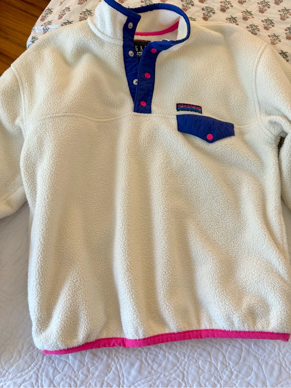 GAP Vintage Style Arctic Fleece Reissue Snap-T Cream Sherpa Pullover Jacket - Picture 5 of 11